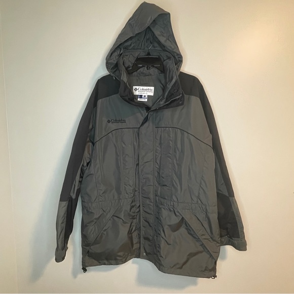 Columbia Hooded Interchange Windbreaker Parka Core Gray Black L - Picture 1 of 8